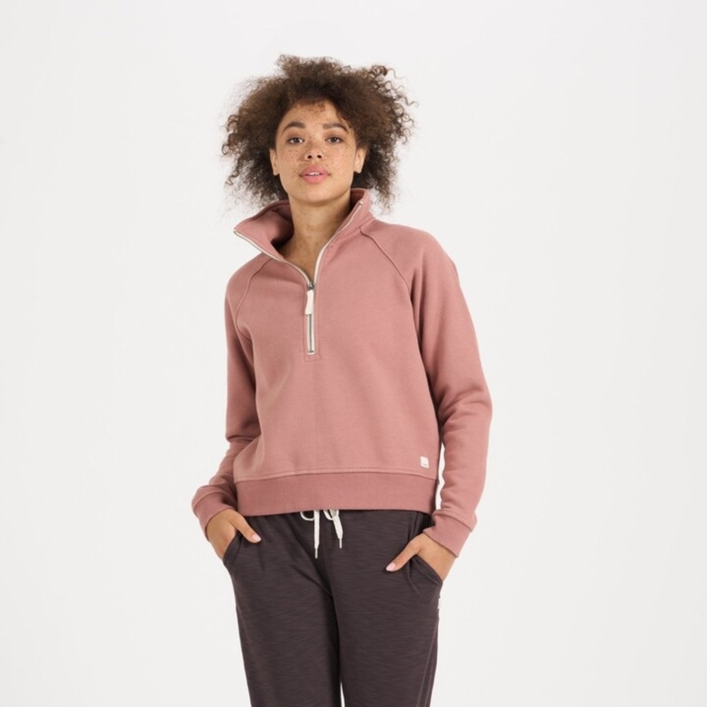 Vuori Women's Pink Quarter-Zip Pullover- Restore